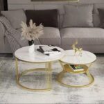 Extendable Luxury Marble Centre Table Cream Top