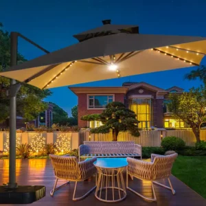 Outdoor Garden Parasol With Solar Light