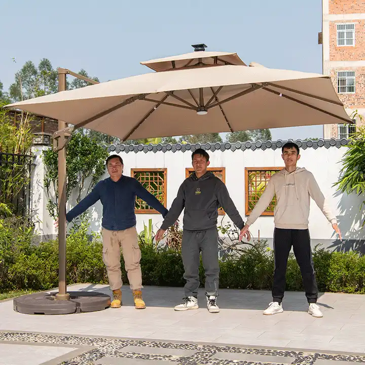 Outdoor Garden Parasol With Solar Light - Image 3