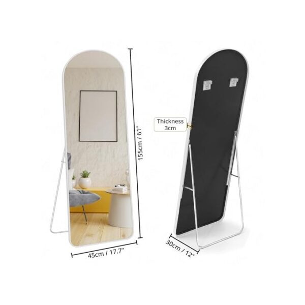 Standing/Wall Mounted Arch Framed Dressing Mirror White - Image 2