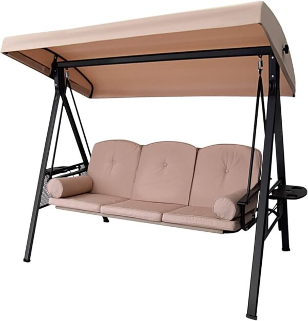3 Seat Outdoor Porch Swing Hammock with Steel Frame - Image 4