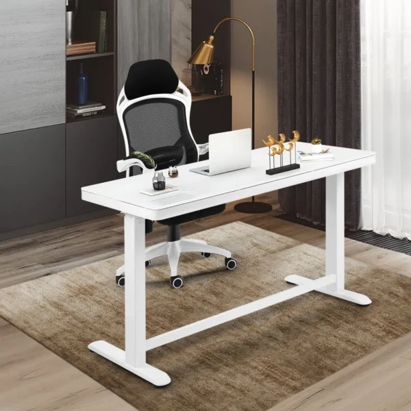 Glass Top Height Adjustable Sit Stand Desk W/Charging Ports - Image 3