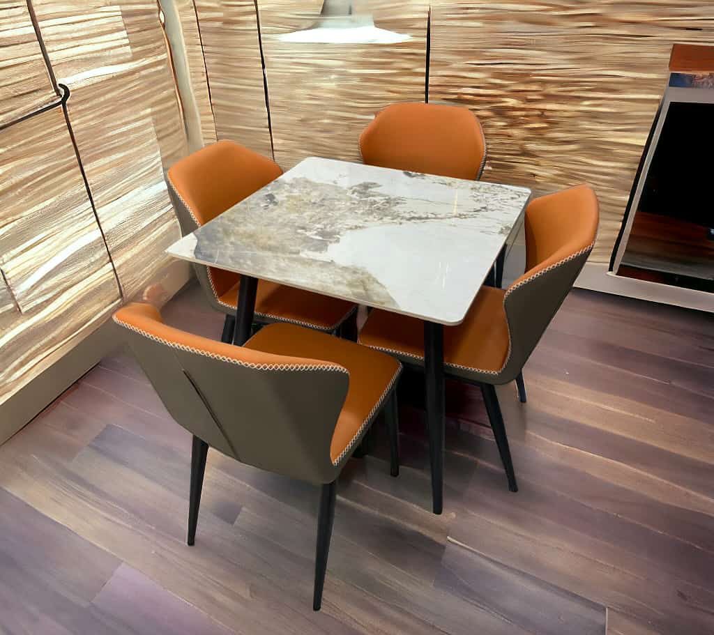 Dining Table Set for 4, Faux Marble - Image 10