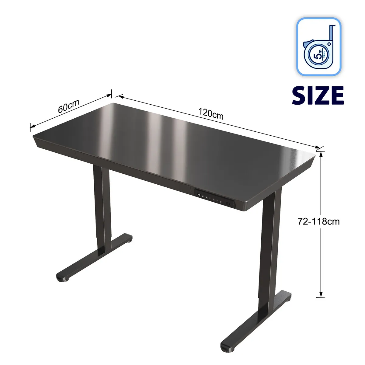 Glass Top Standing Desk Electric Sit Stand Up - Image 4
