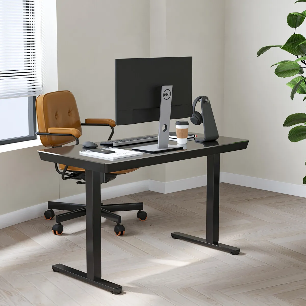 Glass Top Standing Desk Electric Sit Stand Up - Image 3