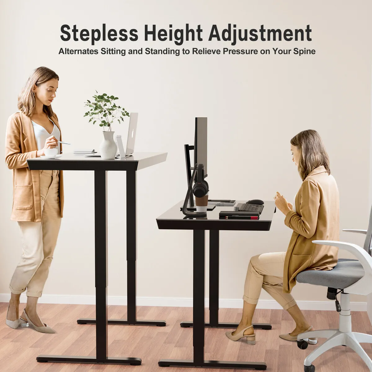Glass Top Standing Desk Electric Sit Stand Up - Image 2