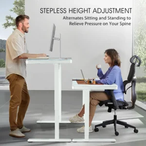 Glass Top Height Adjustable Sit Stand Desk W/Charging Ports