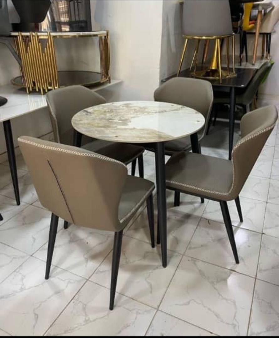 Dining Table Set for 4, Faux Marble - Image 12