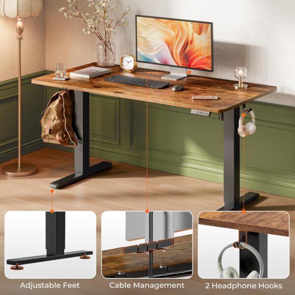 55 x 28 Large Electric Standing Desk, Height Adjustable Computer Desk - Image 2