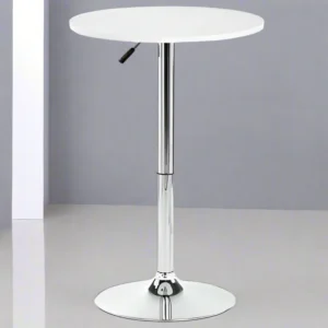 Adjustable 360° Swivel Round Bar Table - White