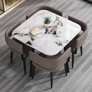 Dining Table Set for 4, Faux Marble