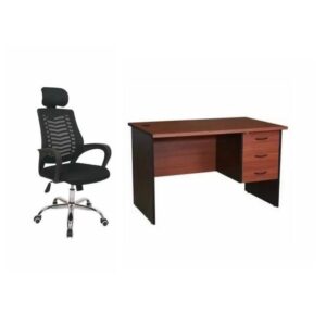 Modern Office Table With Headrest Swivel Chair
