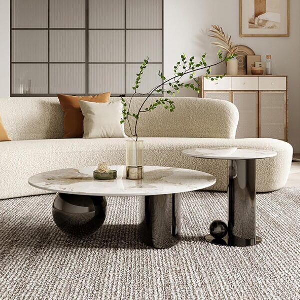 Italian minimalist modern Coffee Table Black Stainless Steel - Image 2