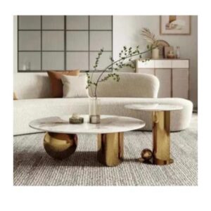 Round Marble Nesting Coffee Table Set of 2