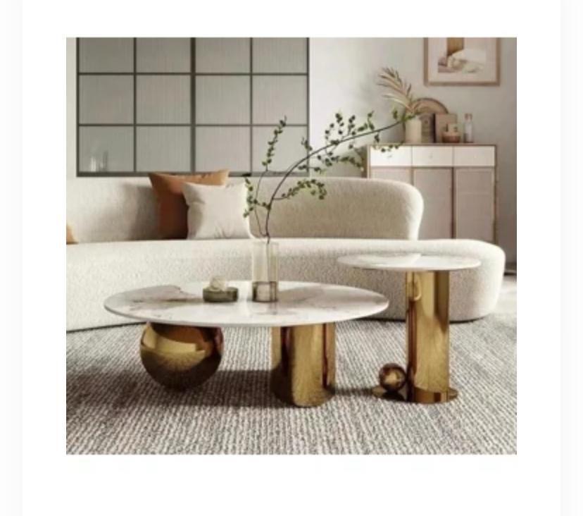 Round Marble Nesting Coffee Table Set of 2
