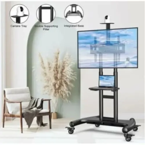 Heavy Duty Mobile Tv Stand With Wheels - 32" To 75" - Image 2