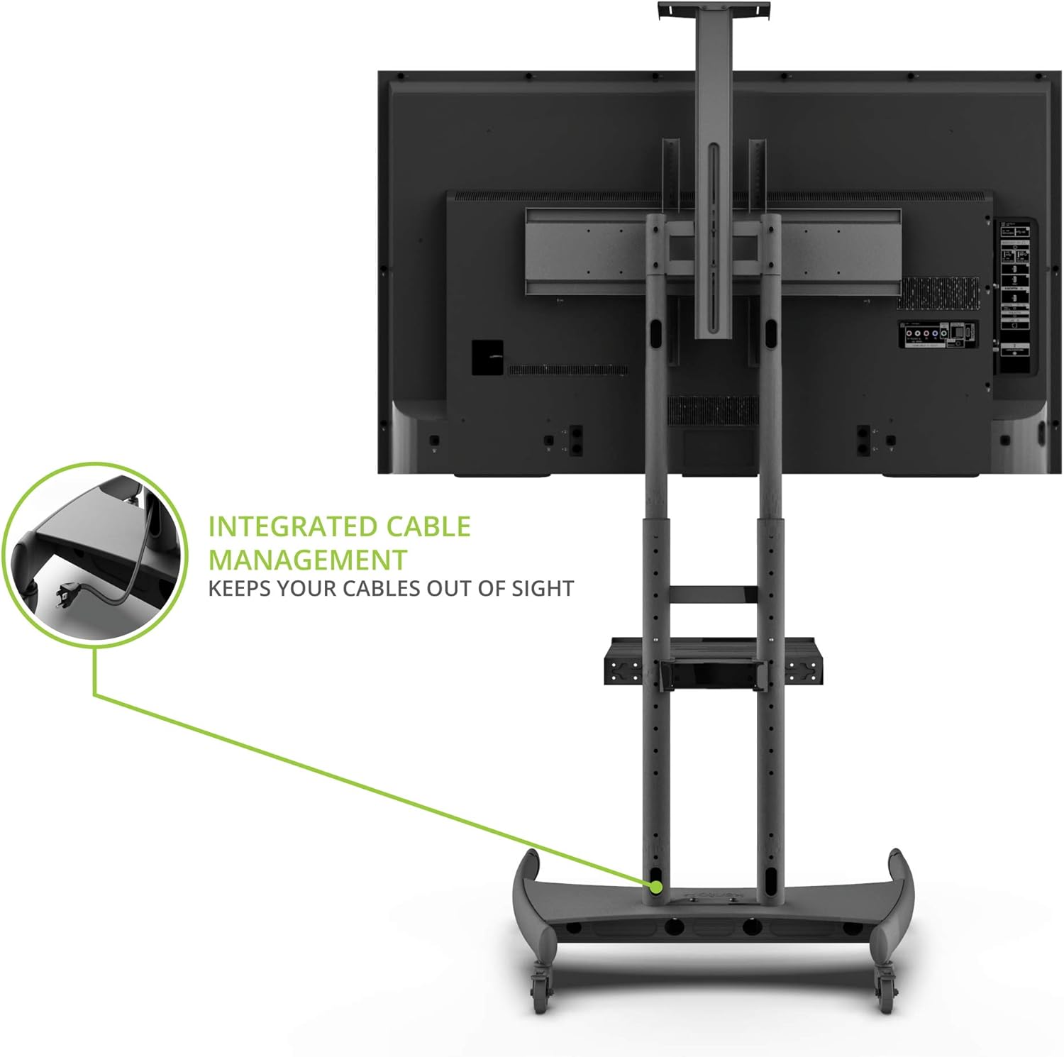 Adjustable Mobile TV Stand for 32 to 75-inch TVs, 200 LB Capacity - Image 3