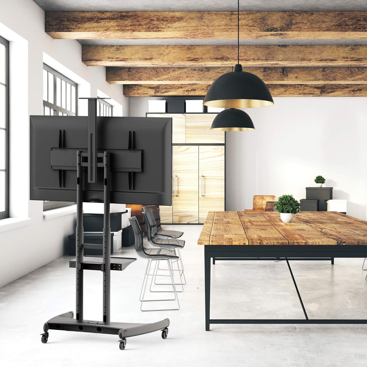 Adjustable Mobile TV Stand for 32 to 75-inch TVs, 200 LB Capacity - Image 5