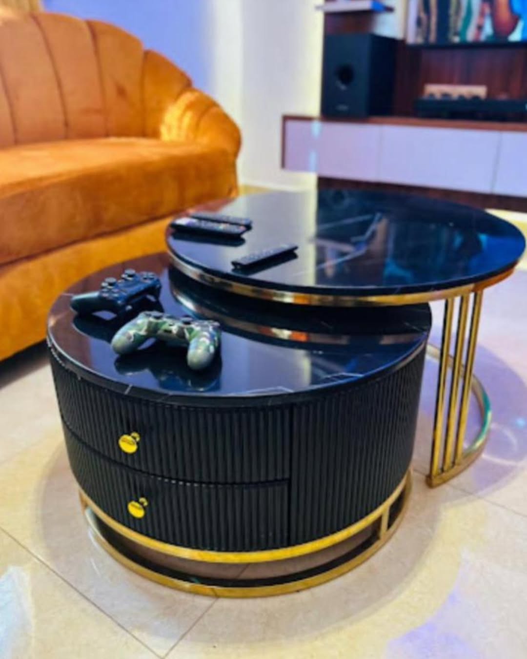 Classy Luxurious Marble Top Center Table with Drawers