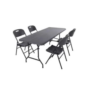 6ft STRONG PLASTIC Foldable Table + 4 Chairs