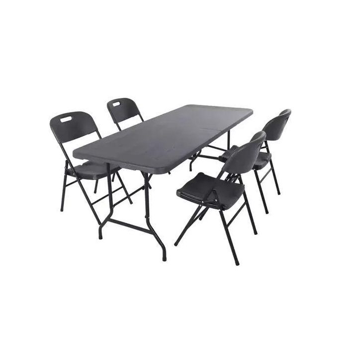 6ft STRONG PLASTIC Foldable Table + 4 Chairs