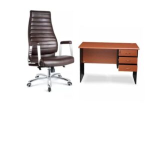 A Set Of Office Table And Office Executive Swivel Chair