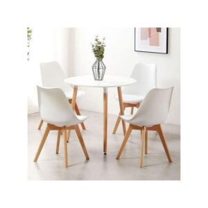 Luxury Dinning Round Table + 4 Sitting Foam Chairs