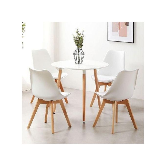 Luxury Dinning Round Table + 4 Sitting Foam Chairs