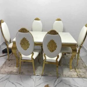 Gold Marble Dinning + 6 Chairs