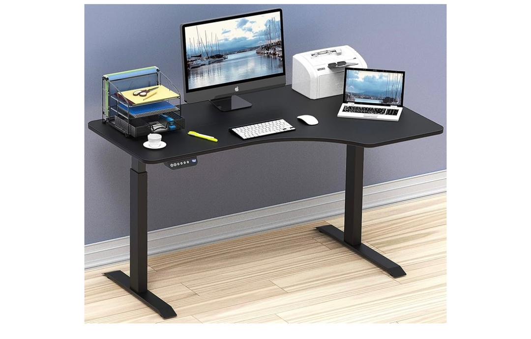55-Inch Large Electric Height Adjustable L-Shaped Standing Desk