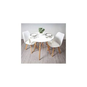 Restaurant Dining Beechwood Leg + Two Chairs(White)