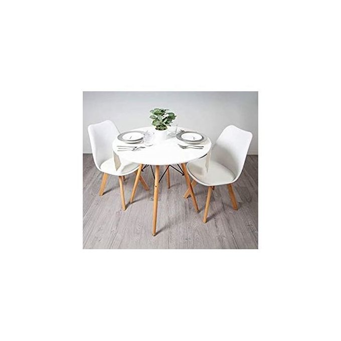 Restaurant Dining Beechwood Leg + Two Chairs(White)