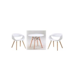 Round Beechwood Dining Table With 2 Sitting Chairs