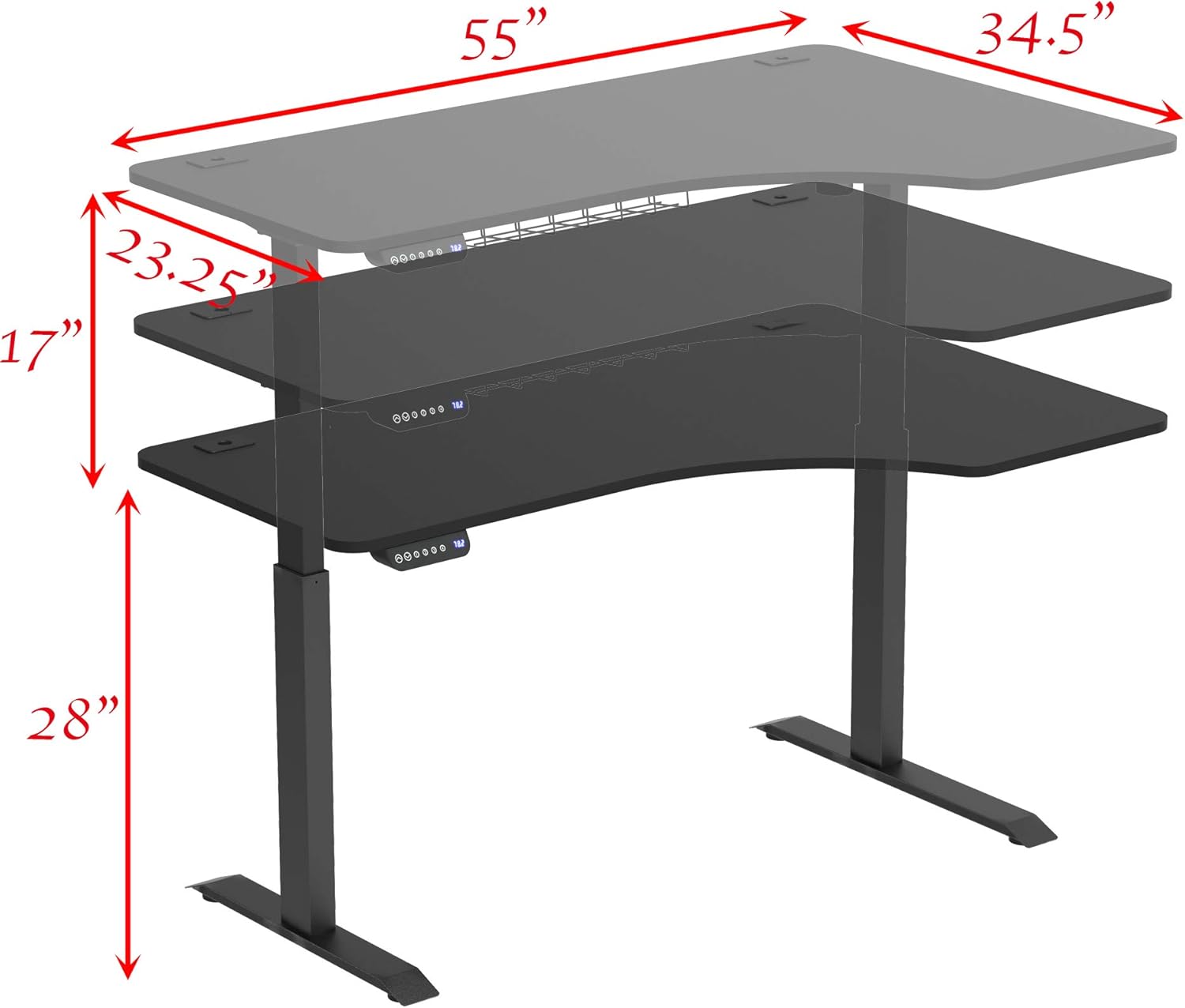 55-Inch Large Electric Height Adjustable L-Shaped Standing Desk - Image 3