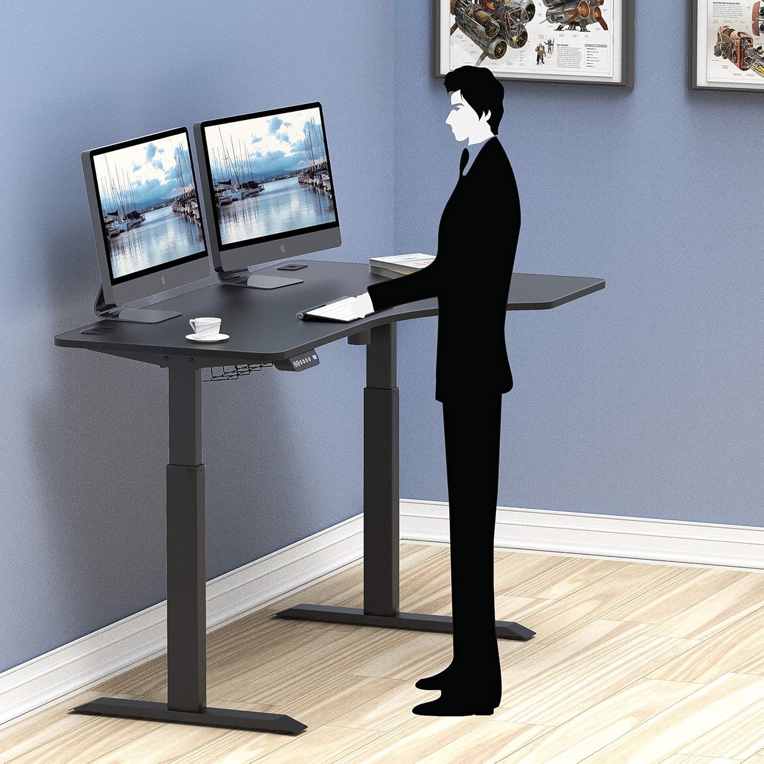 55-Inch Large Electric Height Adjustable L-Shaped Standing Desk - Image 4