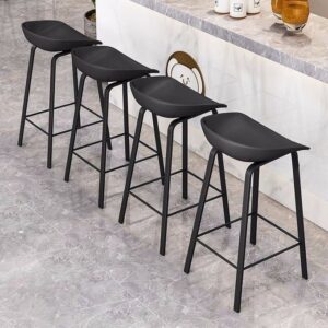 Wood Nordic High Kitchen Island Design Bar Stools- Set Of 4