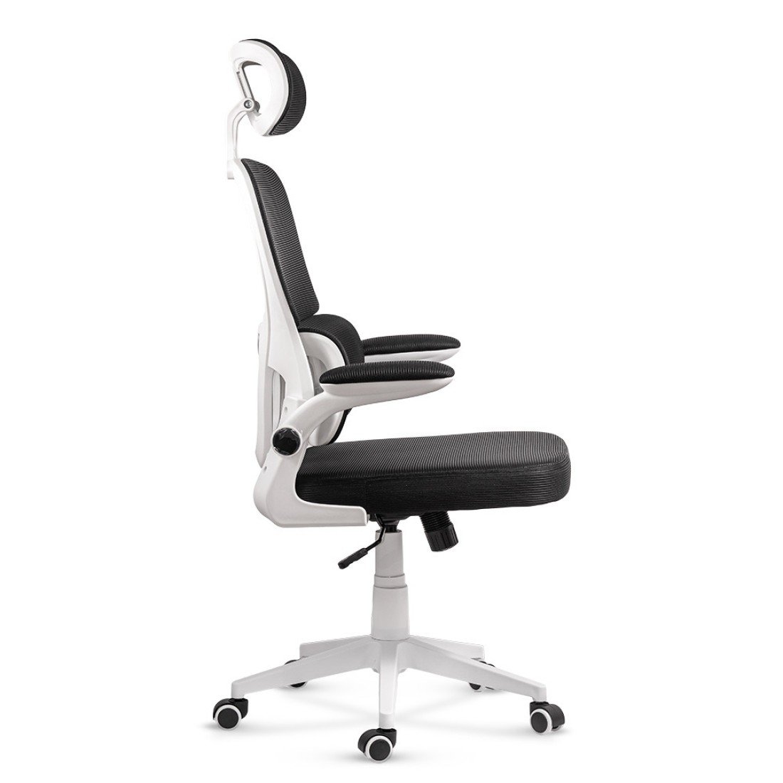 ERGONOMIC DESK CHAIR WITH LUMBAR SUPPORT AND FOLDING ARMS OFF 432 BLACK - Image 4