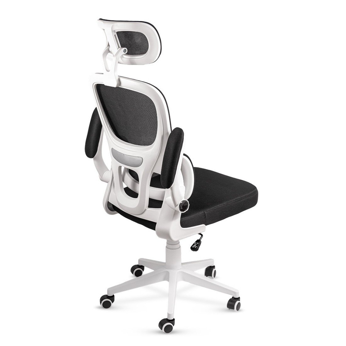 ERGONOMIC DESK CHAIR WITH LUMBAR SUPPORT AND FOLDING ARMS OFF 432 BLACK - Image 2
