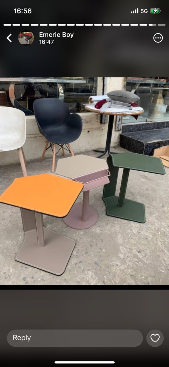 Modern Simplicity Irregular Shape Saddle Leather Carbon Steel Side Table Embedded For Living Room - Image 6