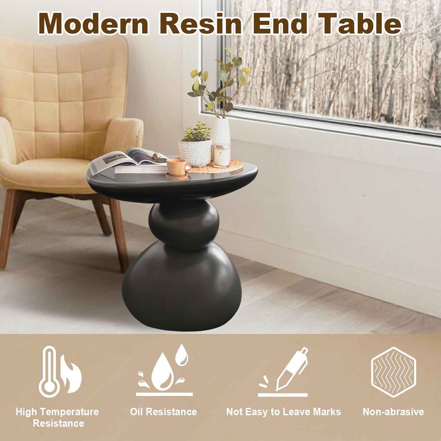 Modern Resin End Table, Irregular Sofa Side Table - Image 5