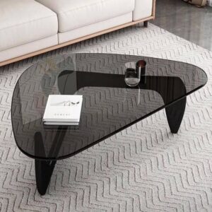 Solid Wood Base, Clear Glass Top, Modern Vintage End Table