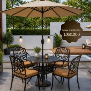 Patio Dining Set, All-Weather Cast Aluminum