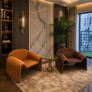 European Nordic Leather Wing Armchair 2pcs
