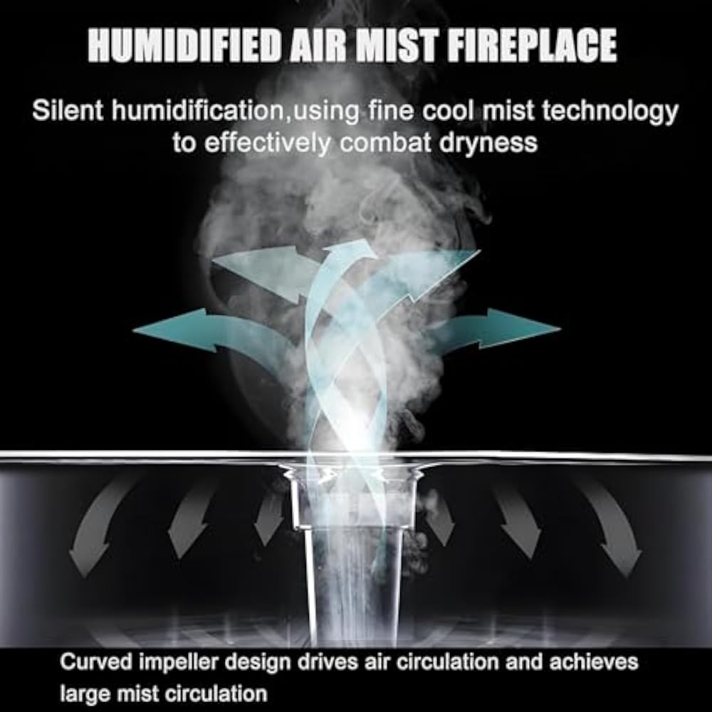 3D Water Vapor Fireplace, Atomized Fireplace With 9 Mist Flame Colors And Auto Water Refill, Touch Panel/App/Remote Control - Image 2