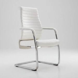White Executive Leather Visitors Chair - 909v