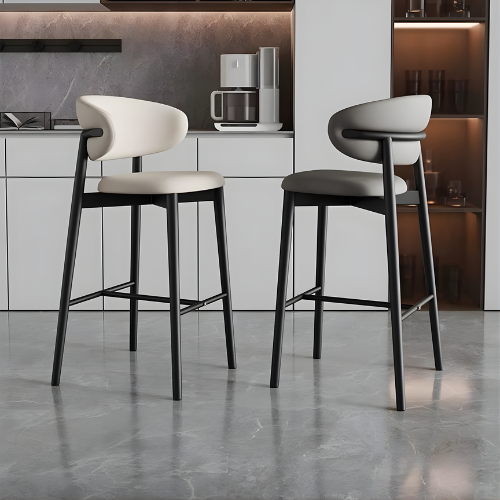 Contemporary Bar Stool with Backrest - Image 2