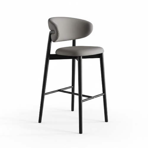 Contemporary Bar Stool with Backrest - Image 3